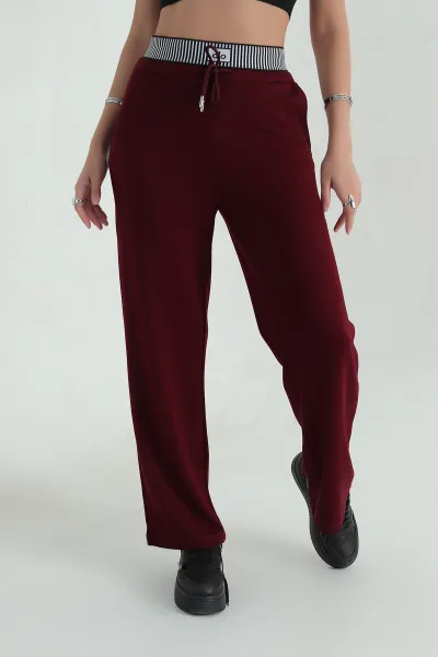 Bordo Oyho Likralı Cepli Kadın Pantolon 373298