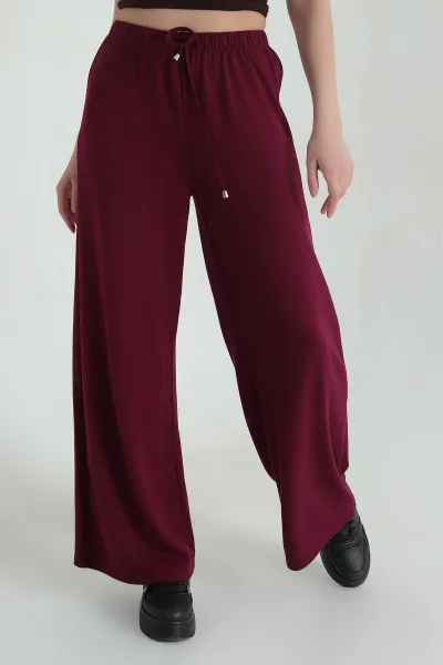 Bordo Oysho Bağcıklı Bol Paça Kadın Eşofman 349773