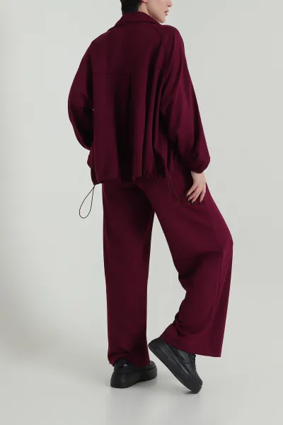 Bordo Oysho Düğmeli Kadın İkili Takım 422080