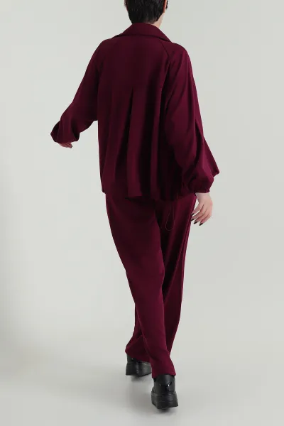 Bordo Oysho Düğmeli Kadın İkili Takım 422080