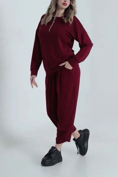 Bordo Oysho Kadın İkili Takım 491117