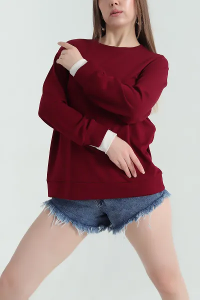 bordo-oysho-kumas-garnili-bayan-sweat-335723