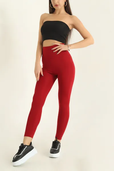 Bordo Oysho Kumaş İçi Şardonlu Tayt 326653