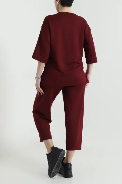 Bordo Oysho Kumaş Kadın İkili Takım 451414