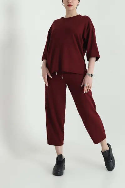 Bordo Oysho Kumaş Kadın İkili Takım 451414