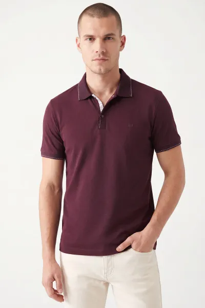Bordo Oysho Kumaş Polo Yaka Erkek Tişört 467581