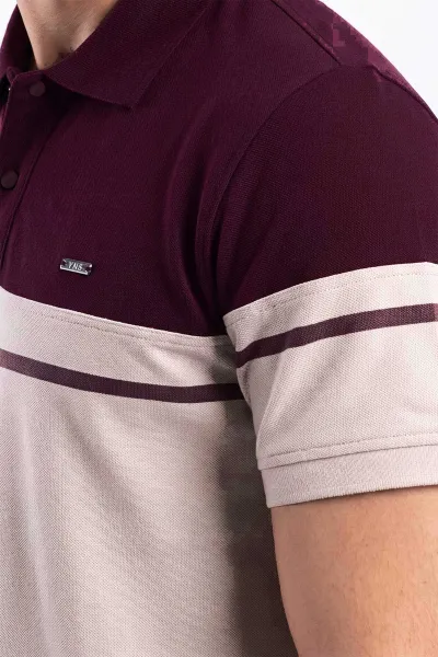 Bordo Oysho Kumaş Polo Yaka Erkek Tişört 471683