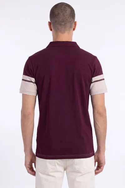 Bordo Oysho Kumaş Polo Yaka Erkek Tişört 471683