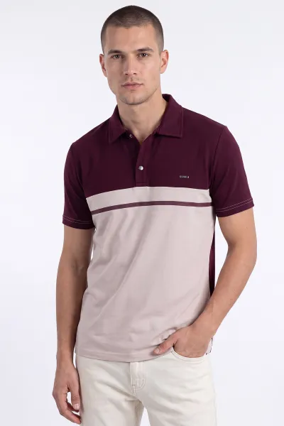Bordo Oysho Kumaş Polo Yaka Erkek Tişört 471683
