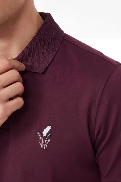 Bordo Oysho Kumaş Yakalı Erkek Tişört 461091
