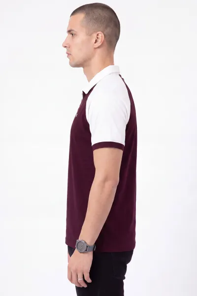 Bordo Oysho Kumaş Yarım Fermuarlı Polo Yaka Erkek Tişört 471690