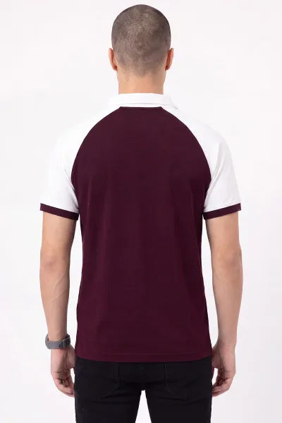 Bordo Oysho Kumaş Yarım Fermuarlı Polo Yaka Erkek Tişört 471690