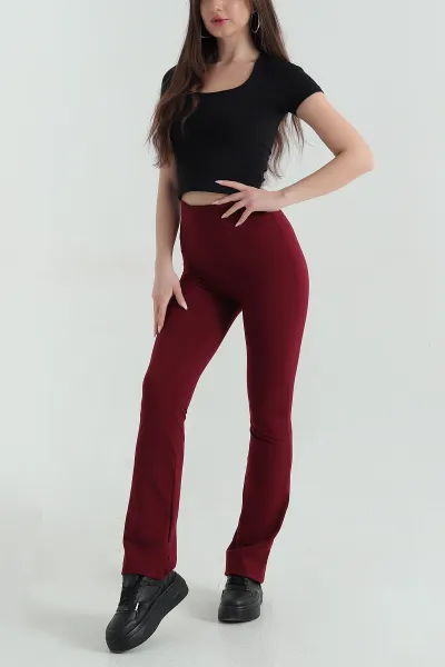 bordo-oysho-likrali-ispanyol-paca-kadin-tayt-351376