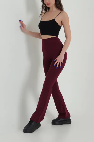 bordo-oysho-likrali-ispanyol-paca-kadin-tayt-424980