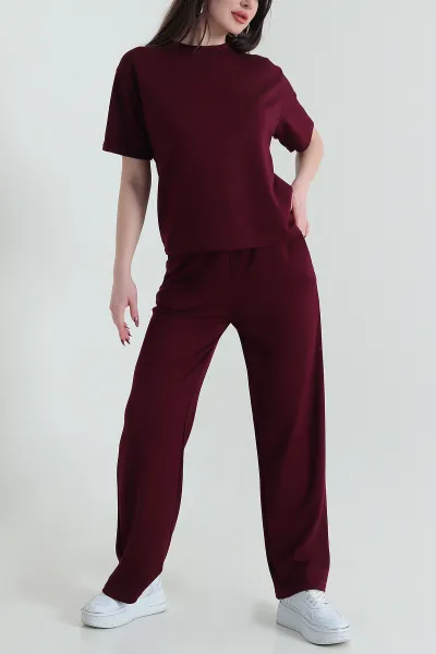 Bordo Oysho Likralı Kadın İkili Takım 434123