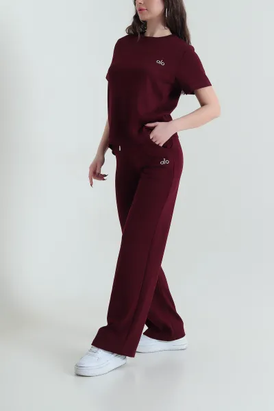 Bordo Oysho Likralı Kadın İkili Takım 436282