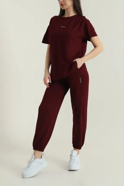 Bordo Paça Lastikli Oysho Kumaş Kadın İkili Takım 428908