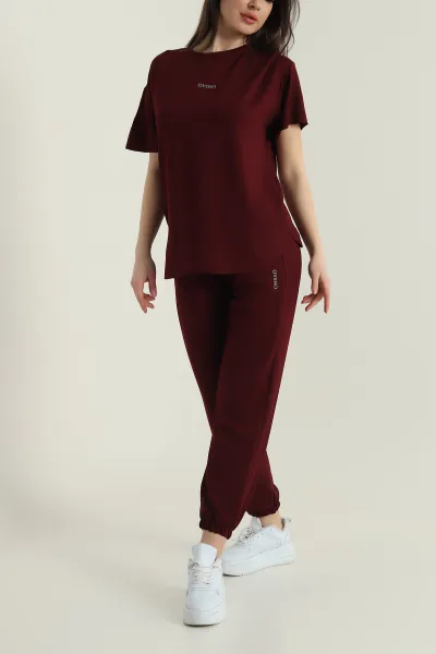 Bordo Paça Lastikli Oysho Kumaş Kadın İkili Takım 428908