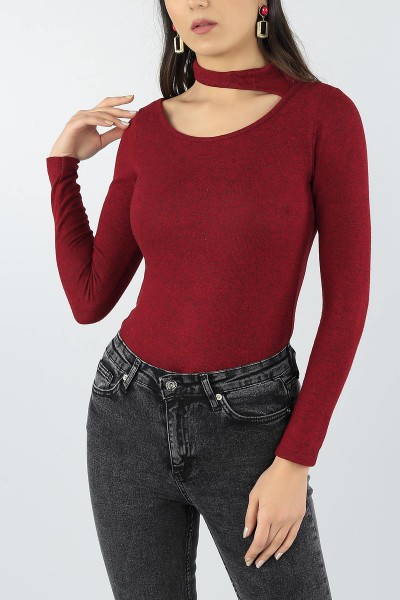 Bordo Pamuklu Likralı Bayan Triko 54210