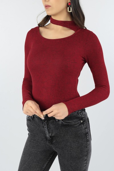 Bordo Pamuklu Likralı Bayan Triko 54210
