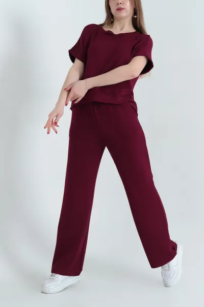 bordo-pantolon-bluz-kristal-bayan-ikili-takim-337803