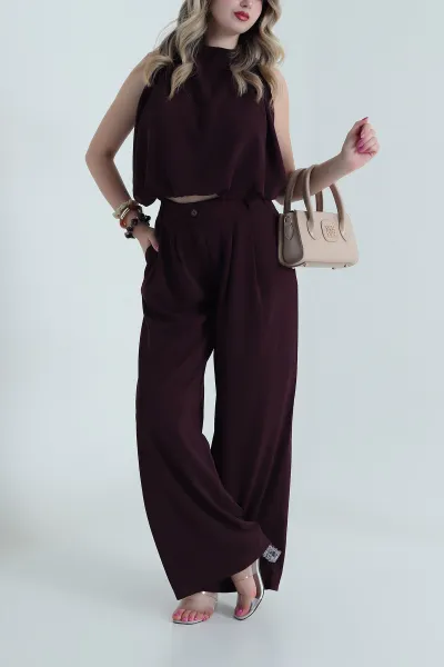 bordo-pantolon-bluz-linda-kadin-ikili-takim-484194