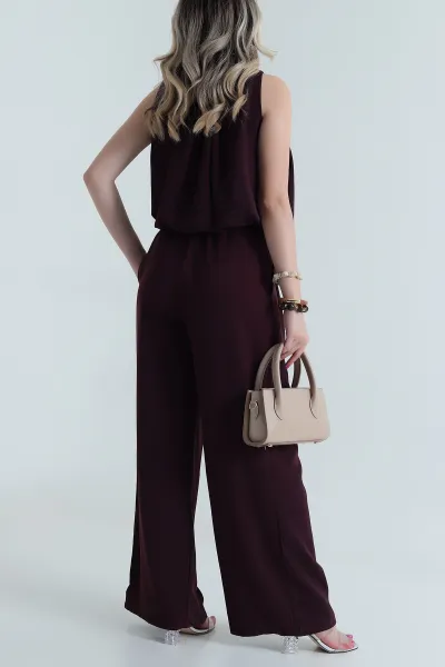 Bordo Pantolon Bluz Linda Kadın İkili Takım 484194