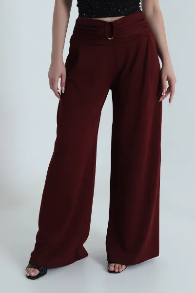 Bordo Pike Modal Toka Detay Kadın Pantolon 486308