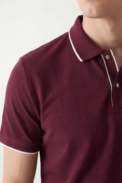 Bordo Pike Oysho Yakalı Erkek Tişört 449358