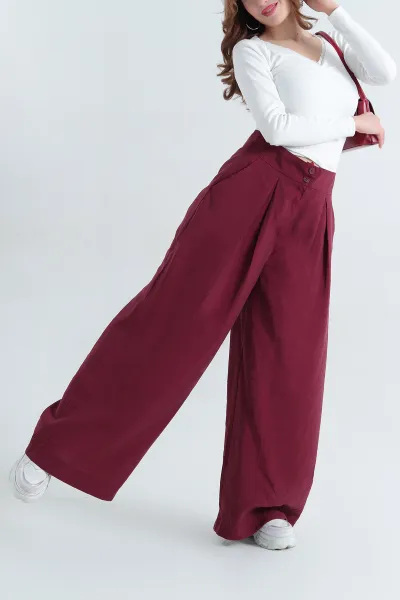 bordo-pileli-cepli-bayan-tencel-pantolon-337619