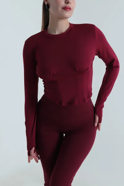 Bordo Pileli Sandy Kadın Bluz 496350