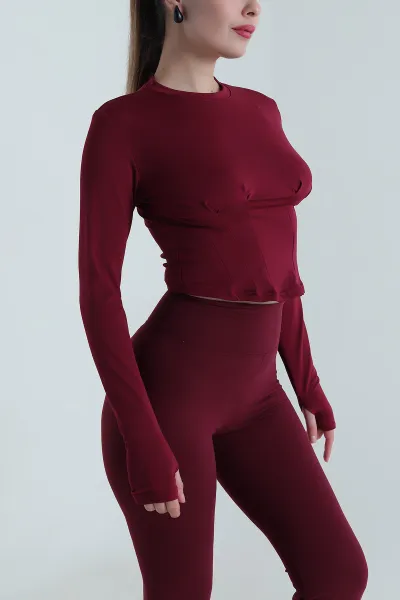 Bordo Pileli Sandy Kadın Bluz 496350