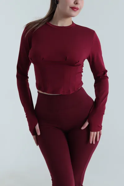 Bordo Pileli Sandy Kadın Bluz 496350