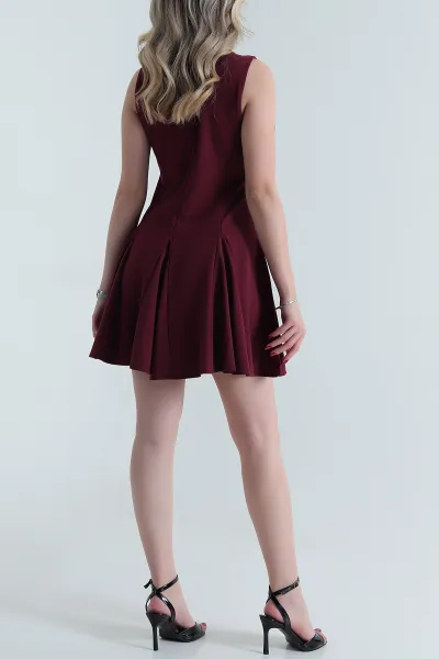 Bordo Poliviskon Kadın Elbise 481202