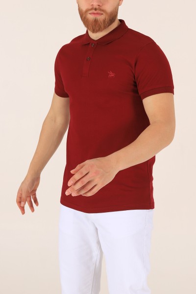 Bordo Polo Yaka Dügmeli Erkek Tişört 171487