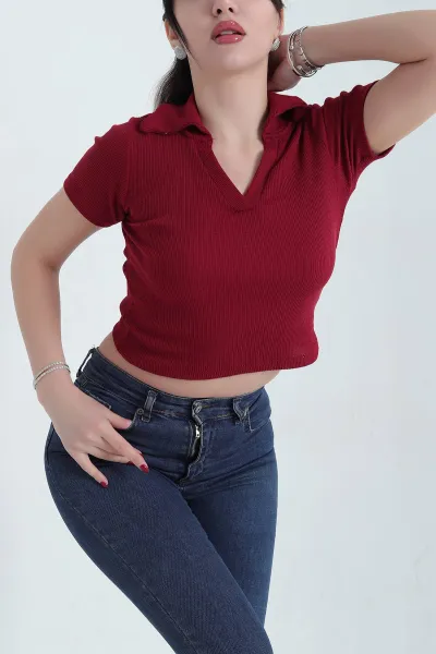 bordo-polo-yaka-fitilli-bluz-338290