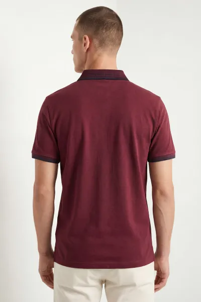 Bordo Polo Yaka Likralı Erkek Tişört 433033