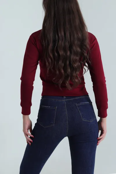 Bordo Polo Yaka Oysho Kadın Bluz 492155