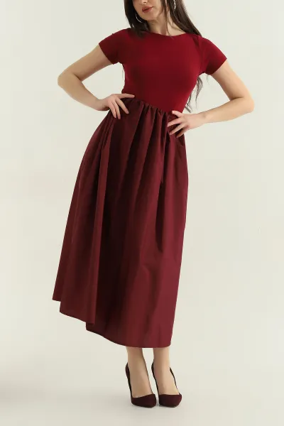 bordo-poplin-garnilli-kadin-elbise-362669