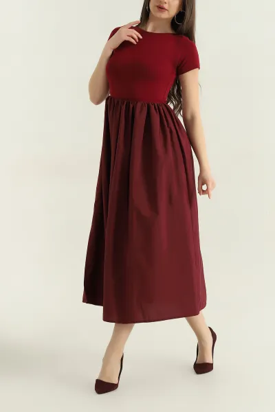 Bordo Poplin Garnilli Kadın Elbise 362669