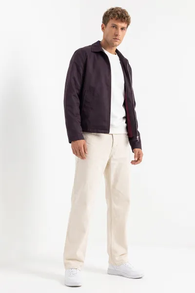 Bordo Reglan Kol Fermuarlı Erkek Ceket 491794