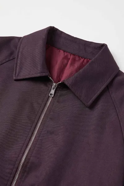 Bordo Reglan Kol Fermuarlı Erkek Ceket 491794