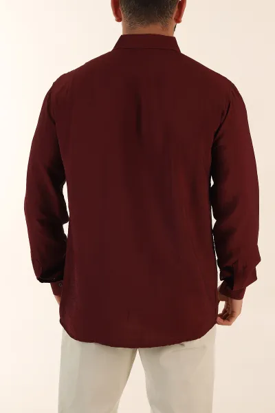 Bordo Regular Fit Ata Yaka Basic Uzun Kollu Erkek Gömlek 370030