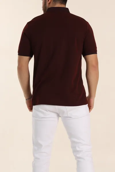 Bordo Regular Fit Çıt Çıt Düğmeli Polo Yaka Erkek Tişört 338438
