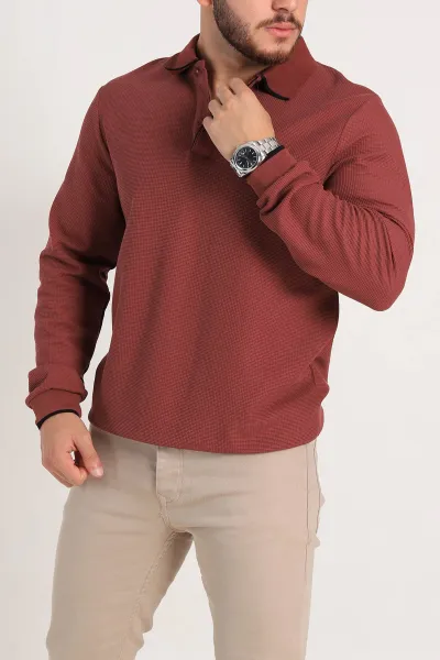 bordo-regular-fit-pike-dokulu-polo-yaka-sweatshirt-305443