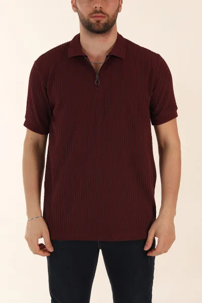 bordo-relaxed-fit-cizgi-detayli-fermuarli-polo-yaka-erkek-tisort-370328