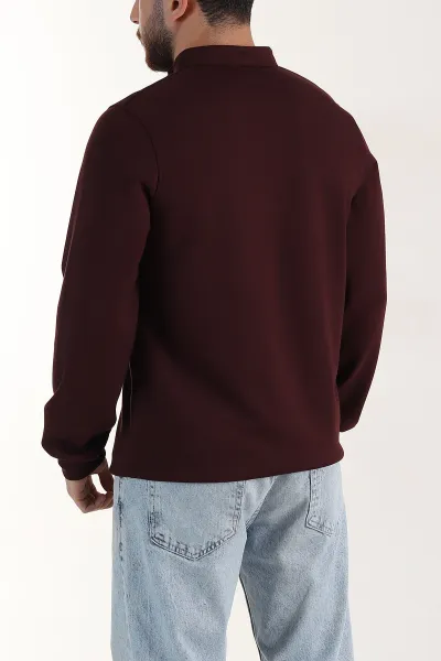 Bordo Relaxed Fit Oysho Kumaş Hakim Yaka Erkek Sweatshirt 399608
