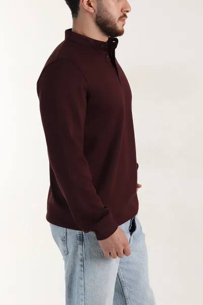 Bordo Relaxed Fit Oysho Kumaş Hakim Yaka Erkek Sweatshirt 399608