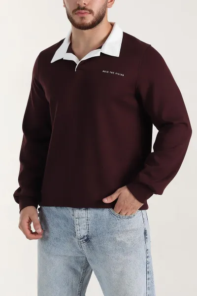 bordo-relaxed-fit-oysho-kumas-kabartma-yazili-polo-yaka-erkek-sweatshirt-399586