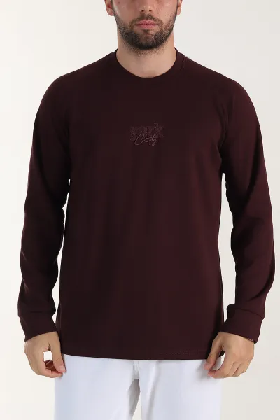 bordo-relaxed-fit-oysho-kumas-nakis-detayli-erkek-sweatshirt-399467